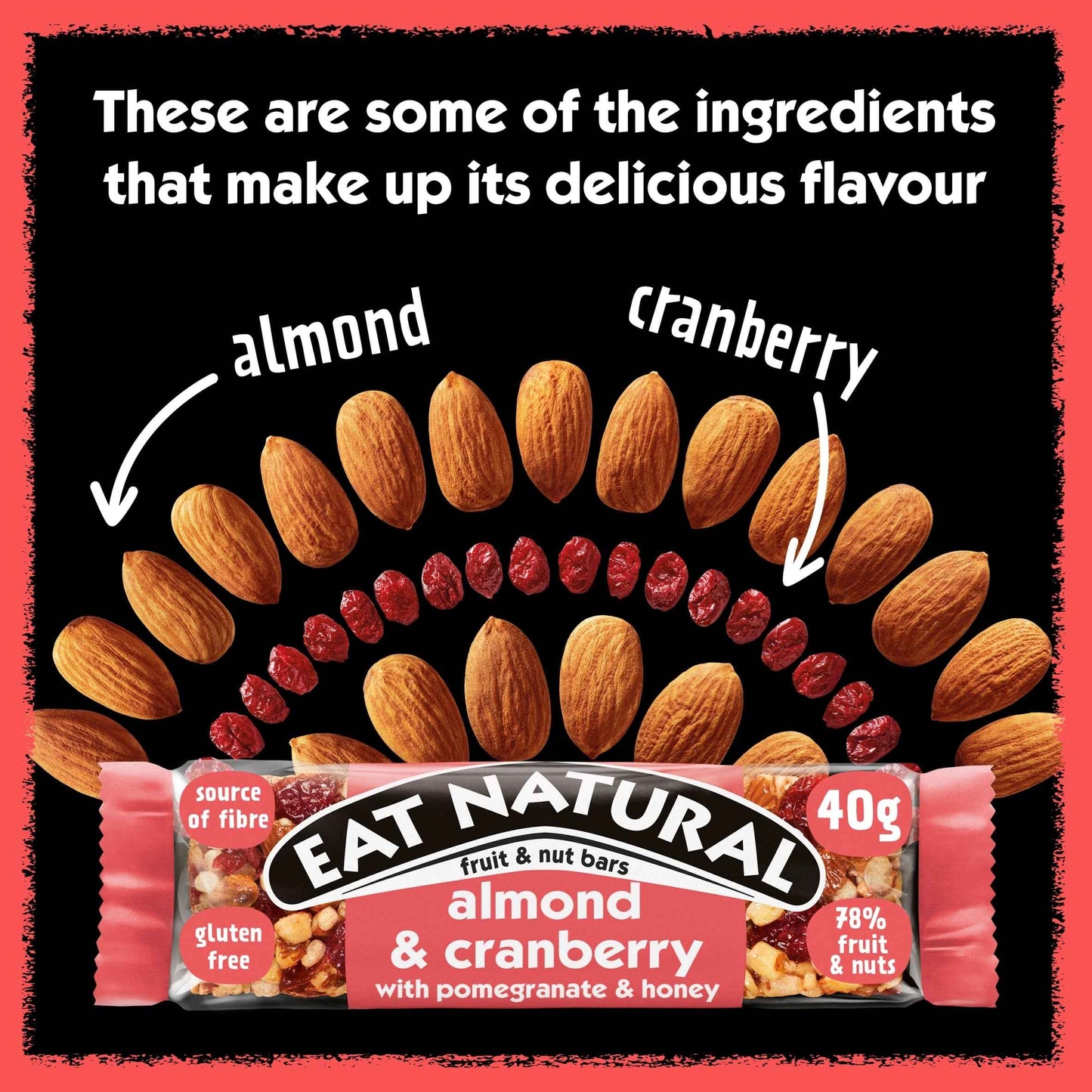 EAT NATURAL Fruit & Nut Almond & Cranberry Bar With Pomegranate &