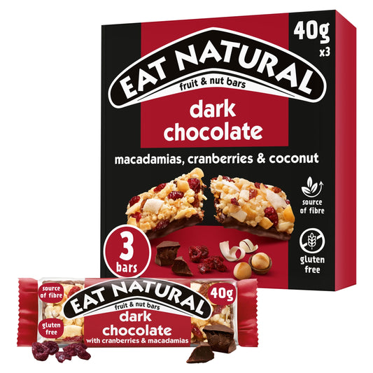 Eat Natural Fruit & Nut Bars with Dark Chocolate, Cranberries & Macadamias 3 x 40g — image 1