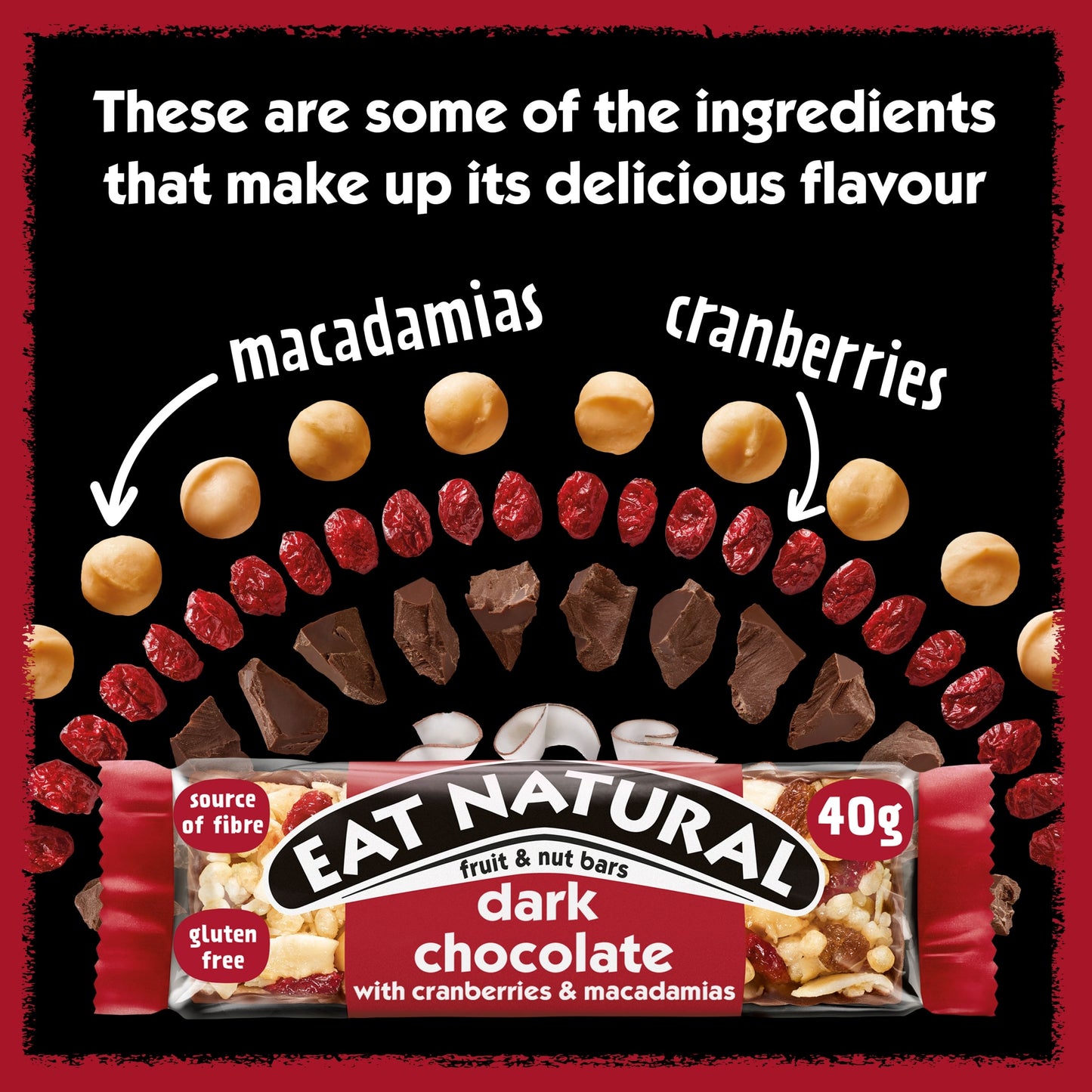 Eat Natural Fruit & Nut Bars with Dark Chocolate, Cranberries & Macadamias 3 x 40g — image 3
