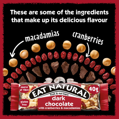 Eat Natural Fruit & Nut Bars with Dark Chocolate, Cranberries & Macadamias 3 x 40g — image 3