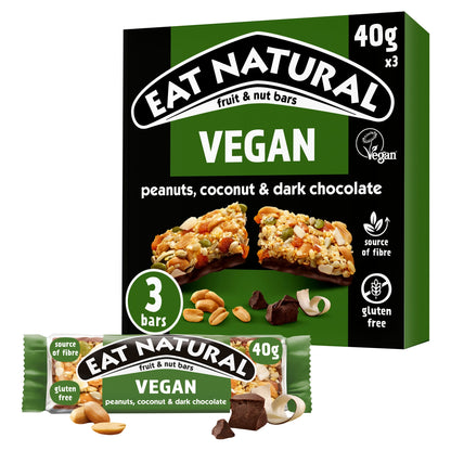 Eat Natural Fruit & Nut Vegan Peanuts Coconut & Dark Chocolate 40g X 3 — image 1