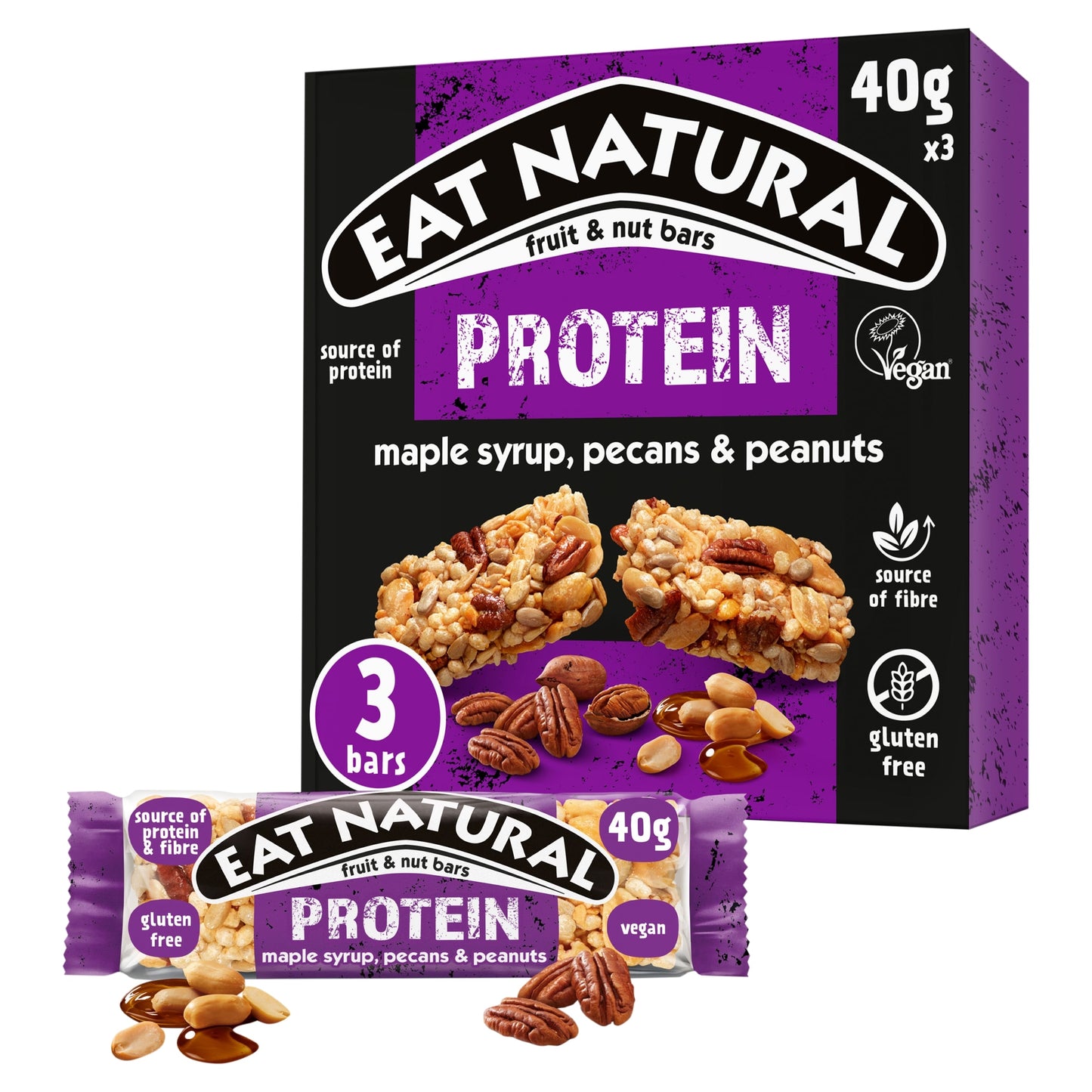 Eat Natural Protein Bars - Maple Syrup, Pecans & Peanuts 3 Pack 40g — image 1