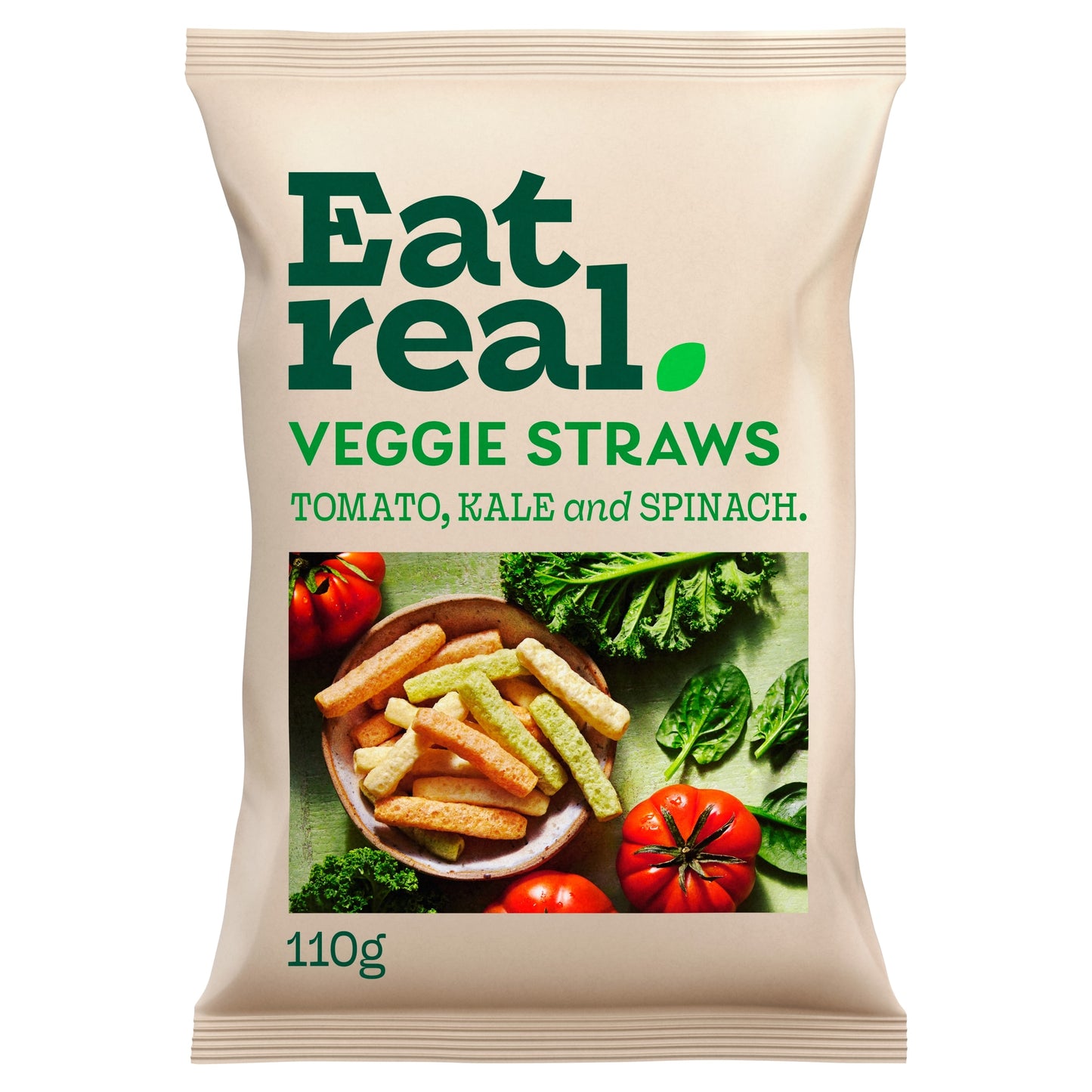 Eat Real Veggie Straws - Tomato, Kale & Spinach 110g — image 1
