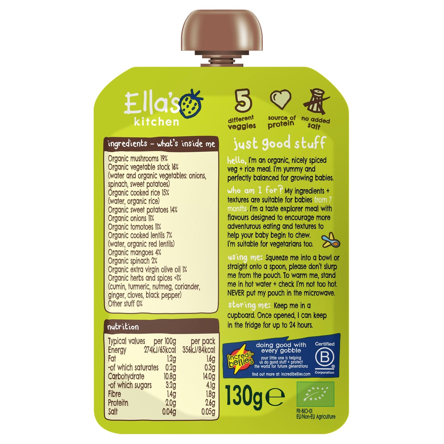 Ella's Kitchen 7 Month Plus Veggie Biryani 130G — image 2