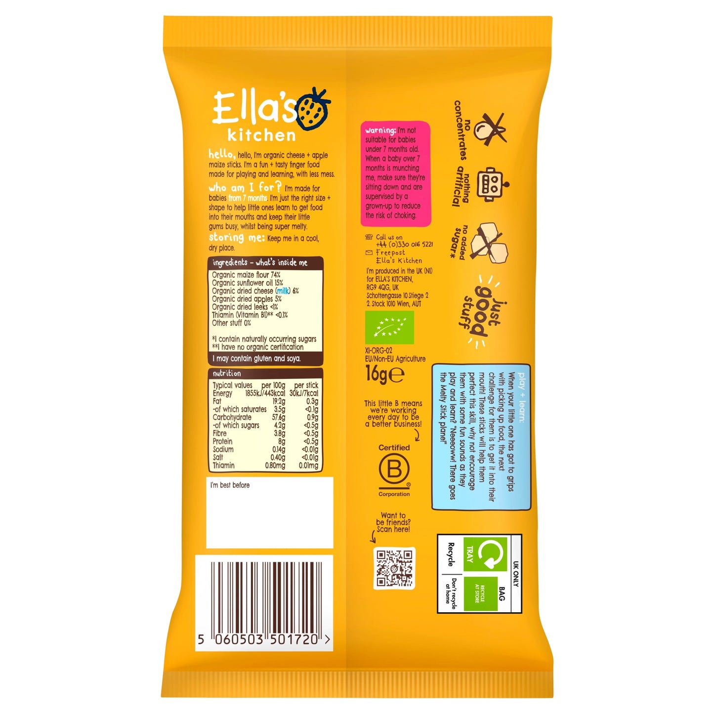 Ella's Kitchen Cheese Plus Apple Melty Sticks 16G — image 2