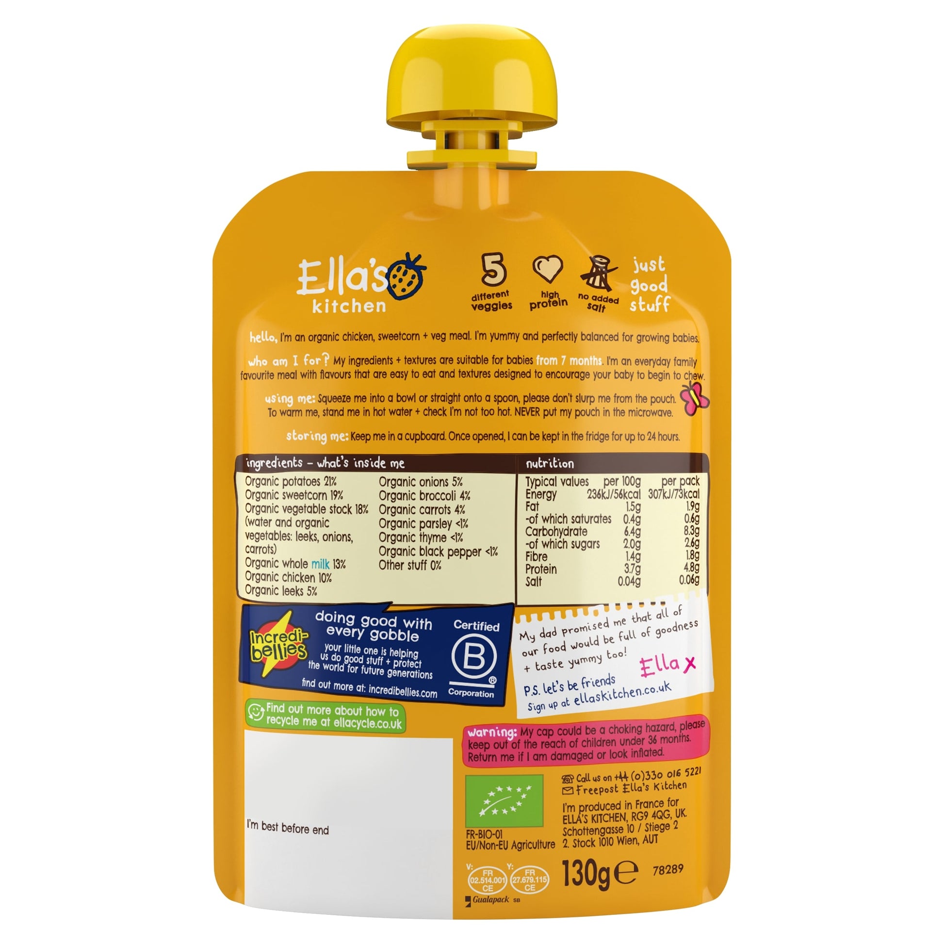 Ella's Kitchen Chicken & Sweetcorn Mash With Herbs 130G — image 3