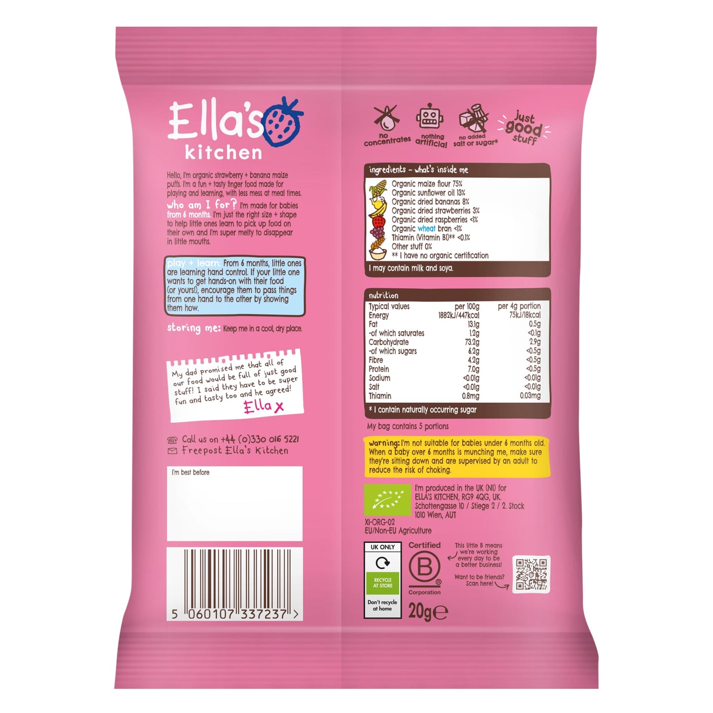 Ella's Kitchen Melty Puffs Strawberry Banana 20G — image 2