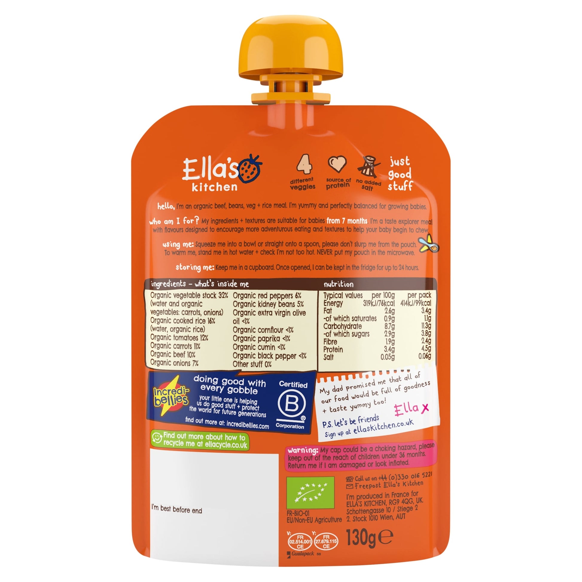 Ella's Kitchen Mild Chilli Con Carne 130G — image 3