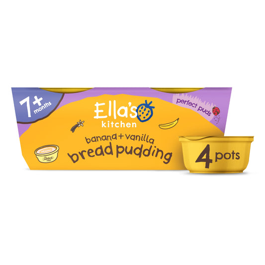 Ella's Kitchen Organic Banana & Vanilla Bread Pudding 7m+ 4x80g — image 1