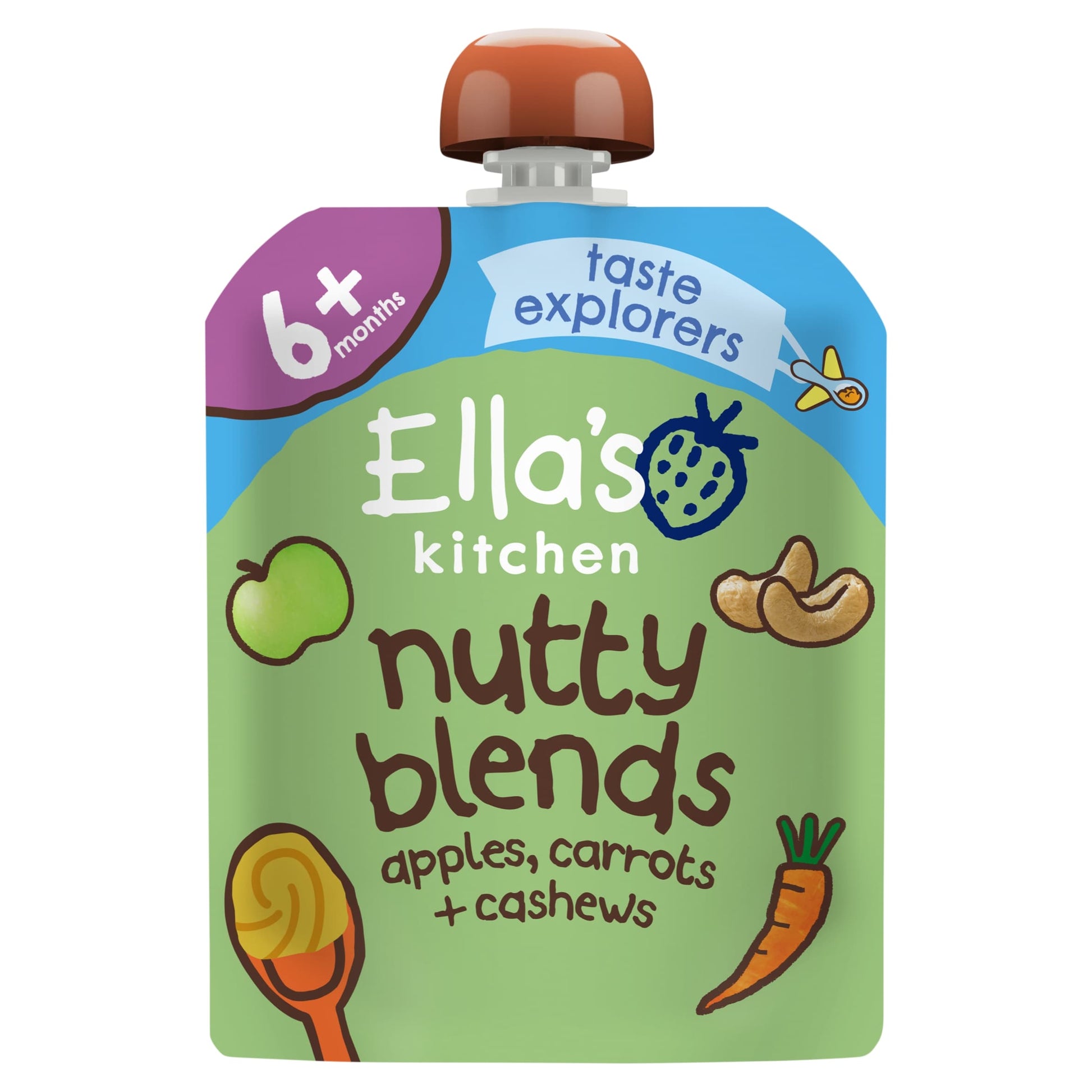 Ella's Kitchen Organic Nutty Blends Apples, Carrots + Cashews Baby Food Pouch 6 months + 85g — image 1