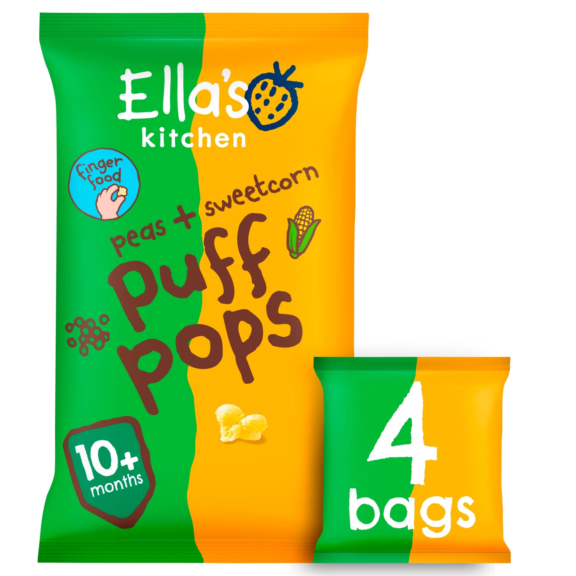 Ella's Kitchen Organic Peas & Sweetcorn Puff Pops 4 X 9G — image 1
