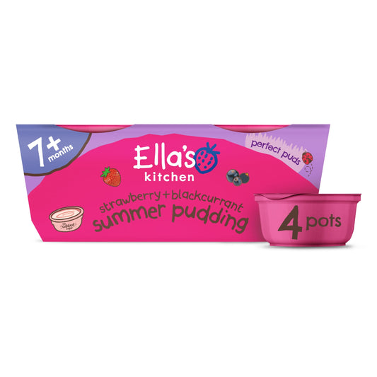 Ella's Kitchen Organic Strawberry & Blackcurrent Summer Pudding 7m+ 4x80g — image 1