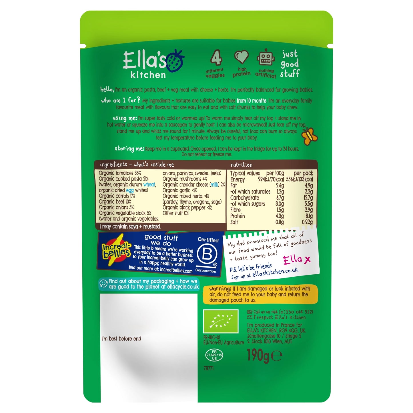 Ella's Kitchen Stage 3 Spaghetti Bolognese 190G — image 2
