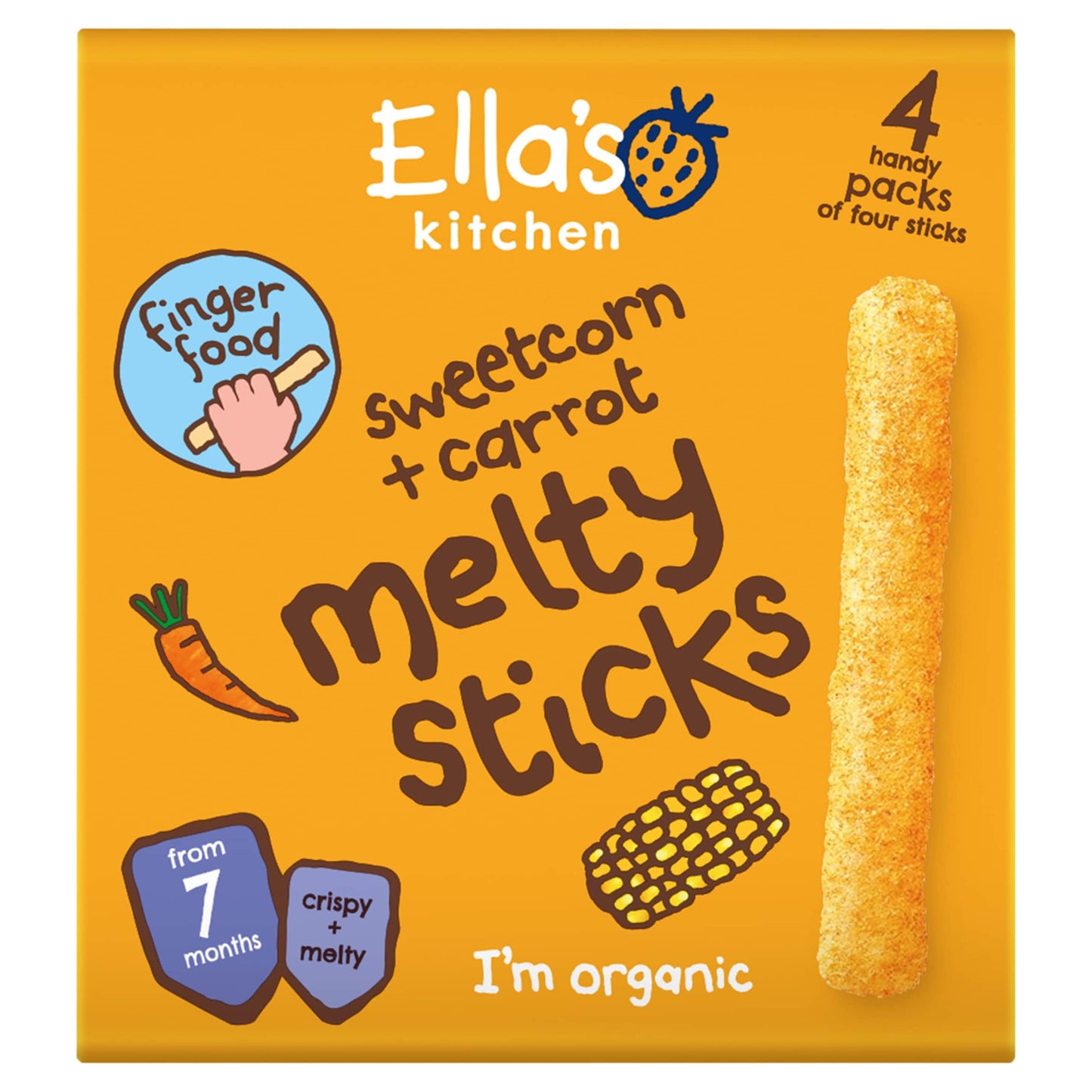 Ella's Kitchen Sweetcorn & Carrot Melty Sticks 4X6g — image 1