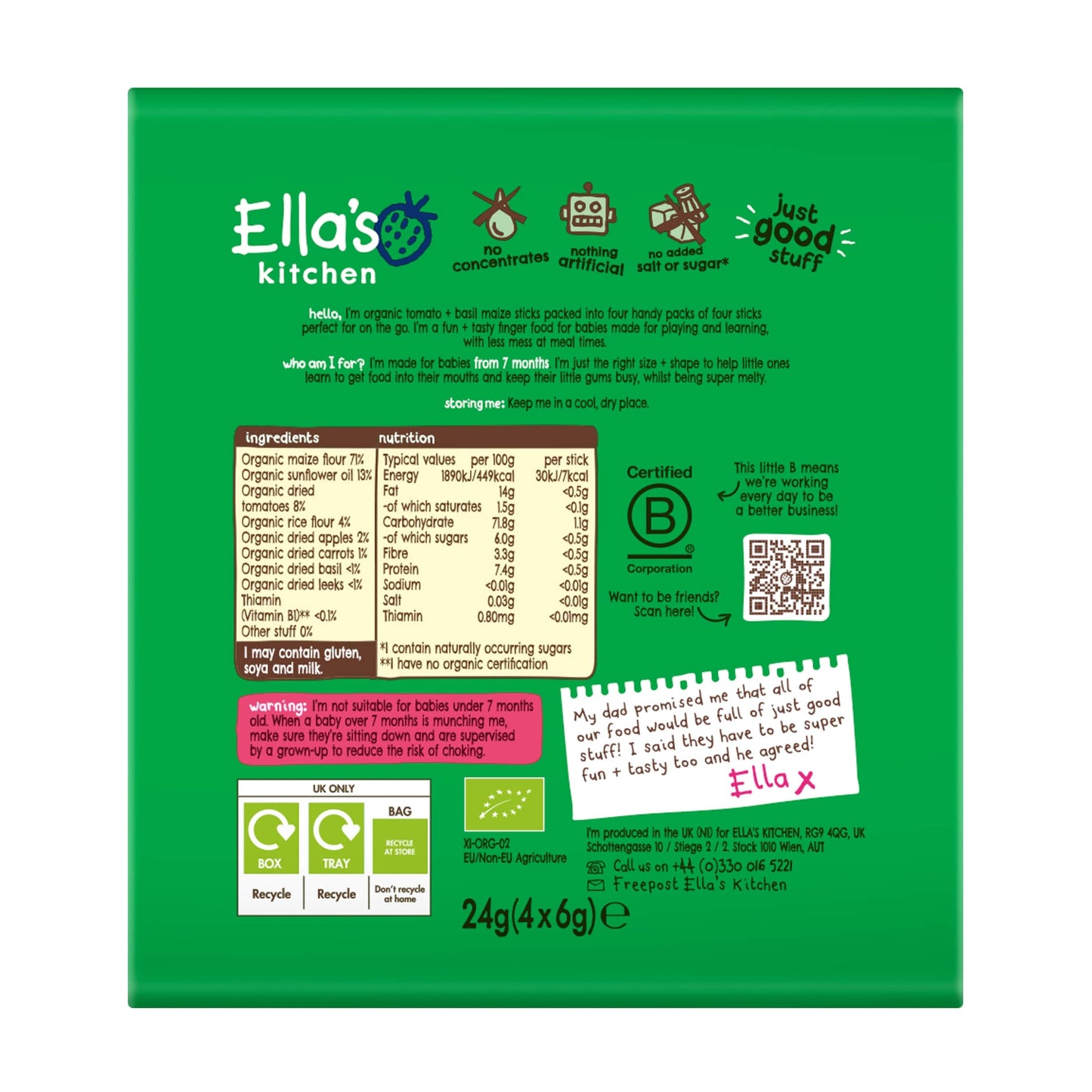 Ella's Kitchen Tomato & Basil Melty Sticks 4X6g — image 2