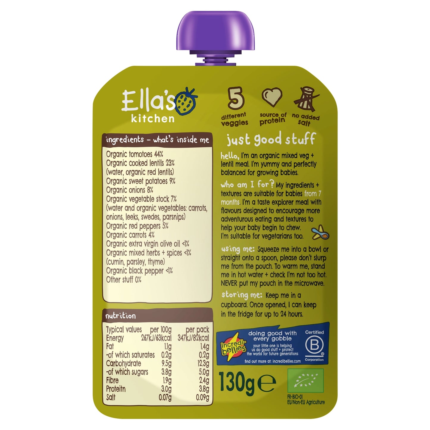 Ella's Kitchen Vegetable Bake With Lentils 130G — image 2