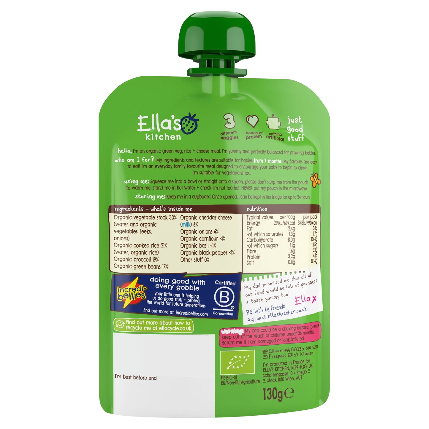 Ella's Kitchen Veggie Risotto With Cheese 130G — image 3