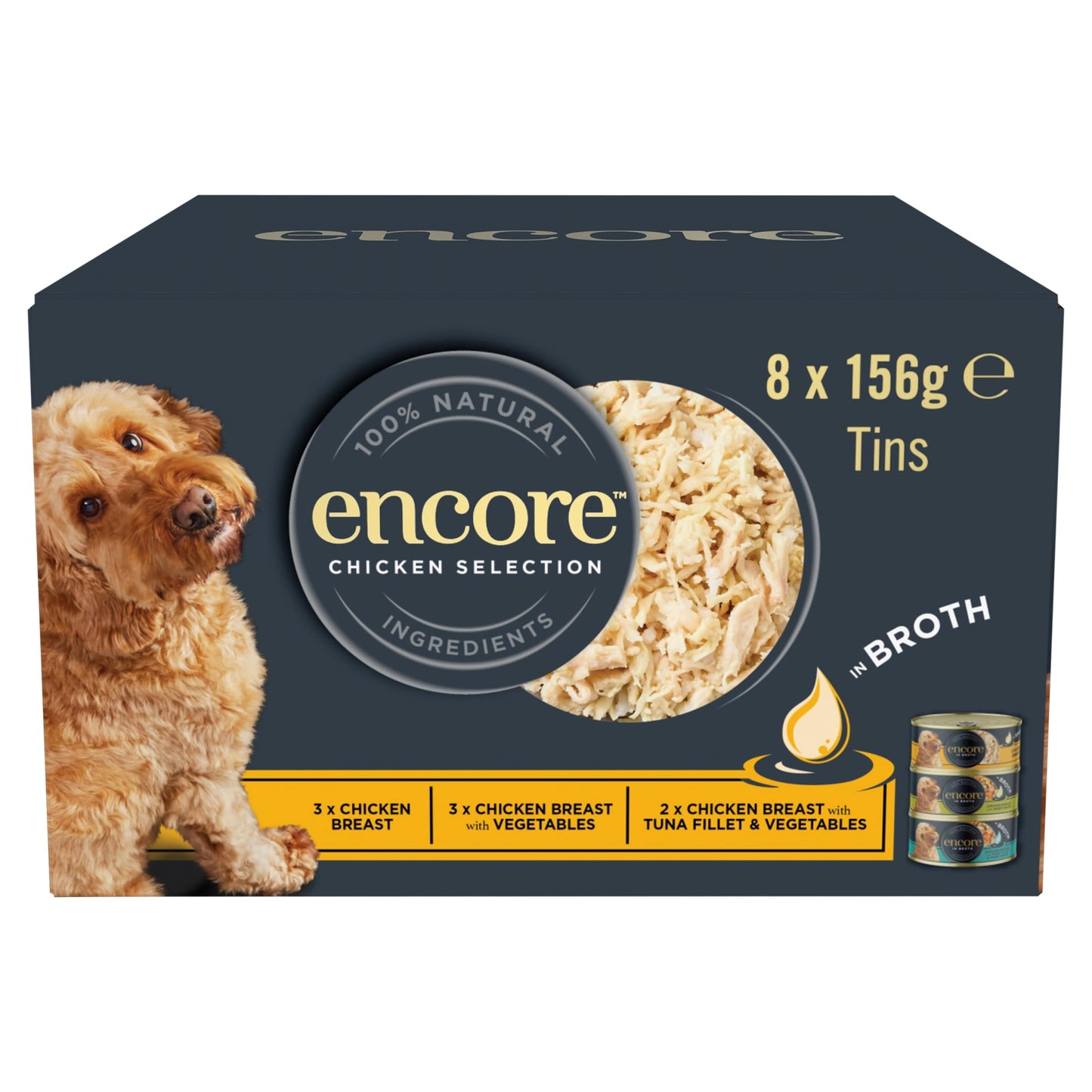 Encore Dog Tins Chicken Selection in Broth 8x156g — image 1