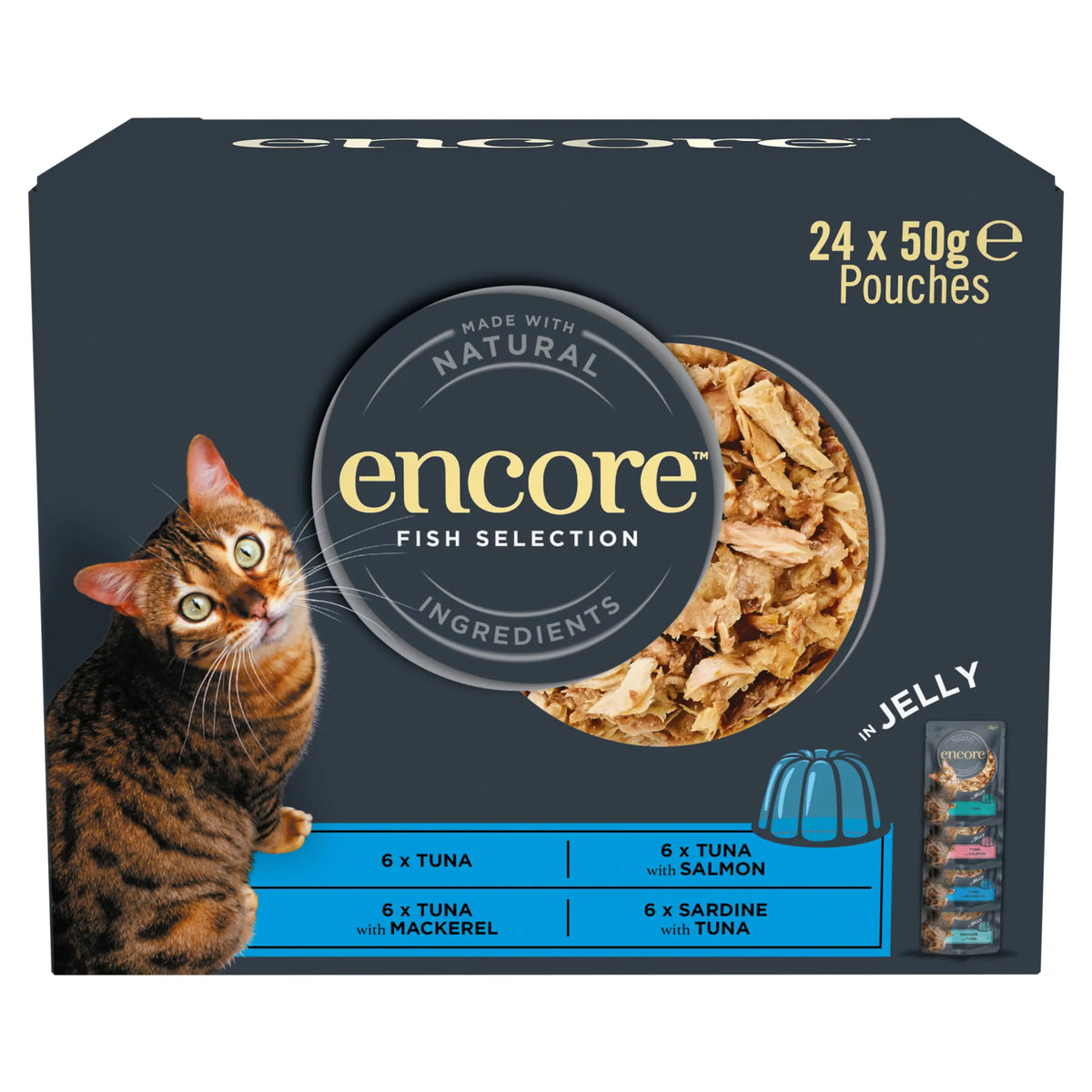 Encore Natural Wet Cat Food Fish Selection in Jelly Pouches 24 x 50g — image 1