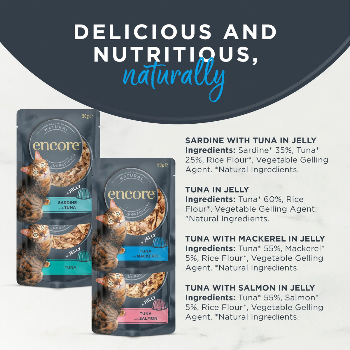 Encore Natural Wet Cat Food Fish Selection in Jelly Pouches 24 x 50g — image 2
