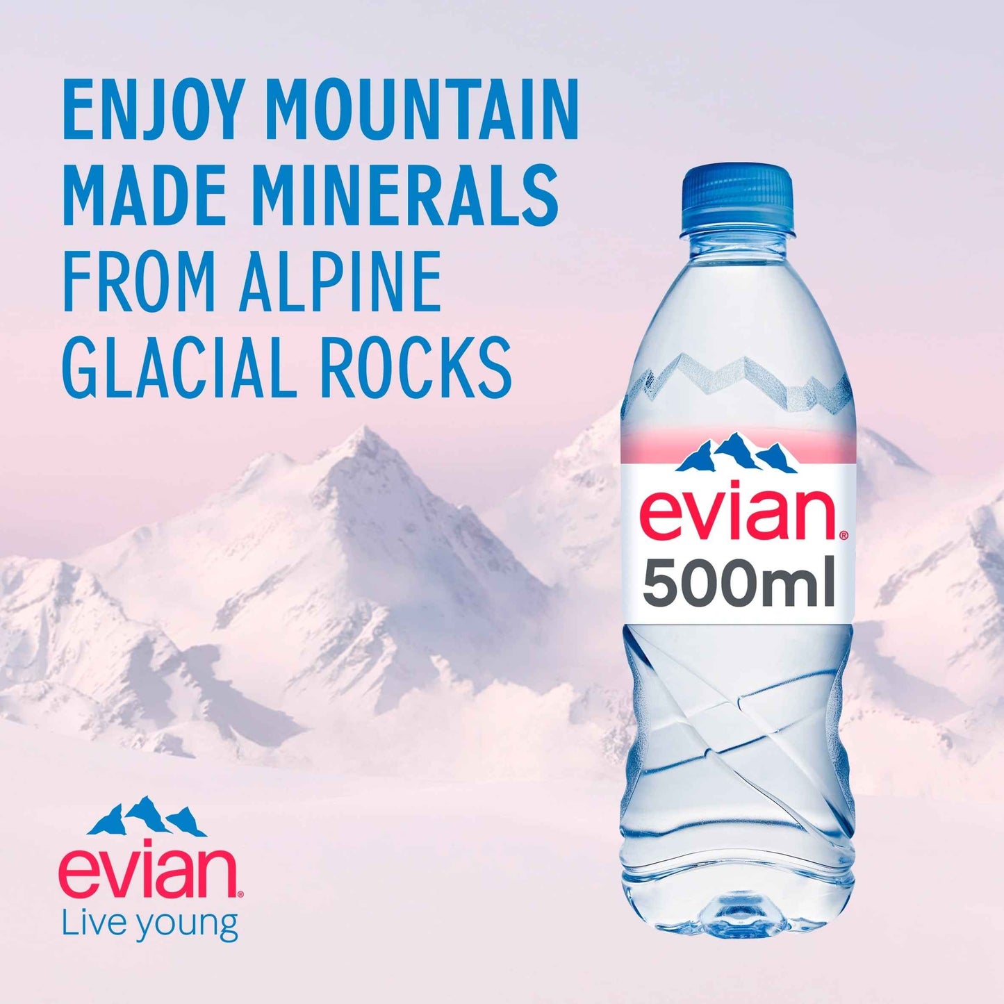 EVIAN Natural Bottled Mineral Still Water Multipack 6x500ml