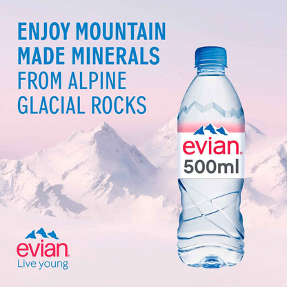 EVIAN Natural Bottled Mineral Still Water Multipack 6x500ml