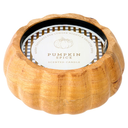 F&F Home Autumn Wooden Pumpkin Candle 426g — image 1