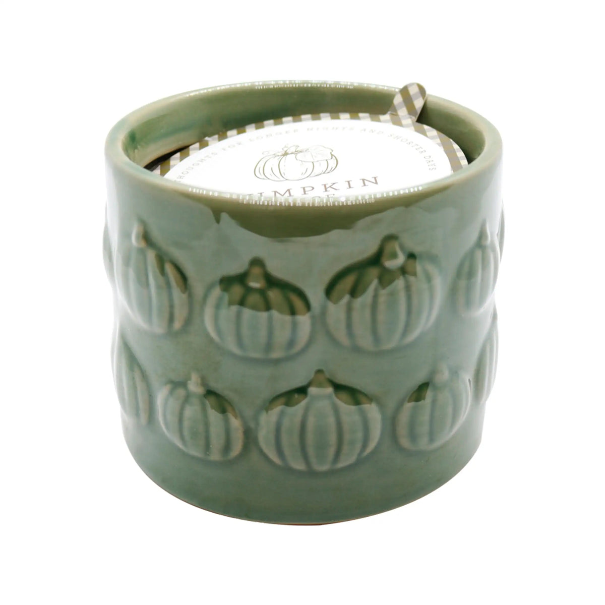 F&F Home Green Autumn Ceramic Embossed Pumpkin Candle 320g — image 1