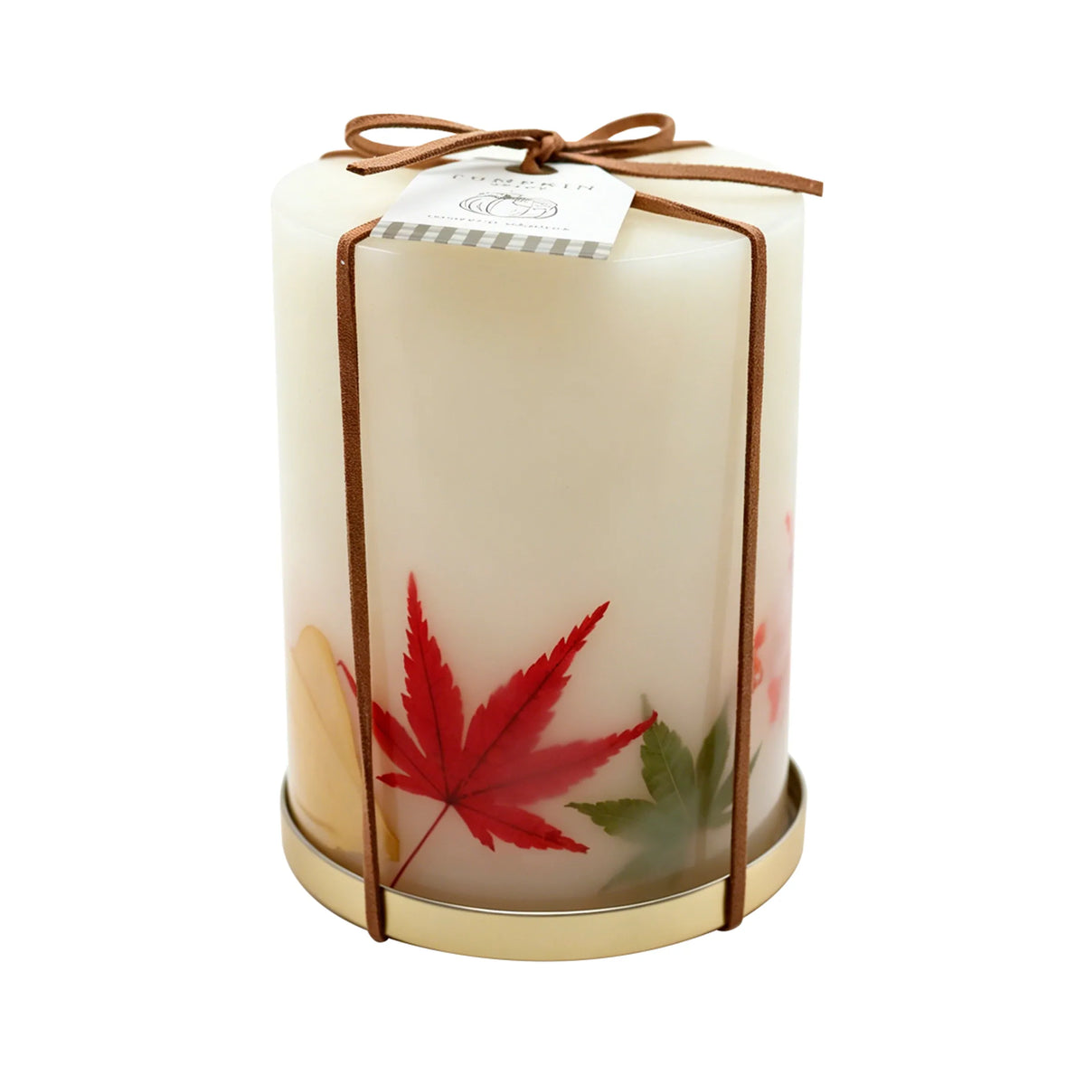 F&F Home Pumpkin Autumn Leaves Inclusion Pillar Candle 800G — image 1