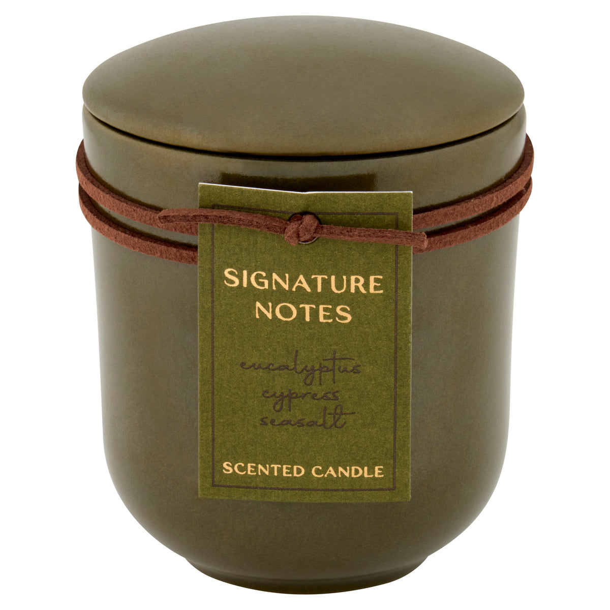 F&F Home Signature Notes Eucalyptus, Cypress & Seasalt Ceramic Candle 140g — image 1