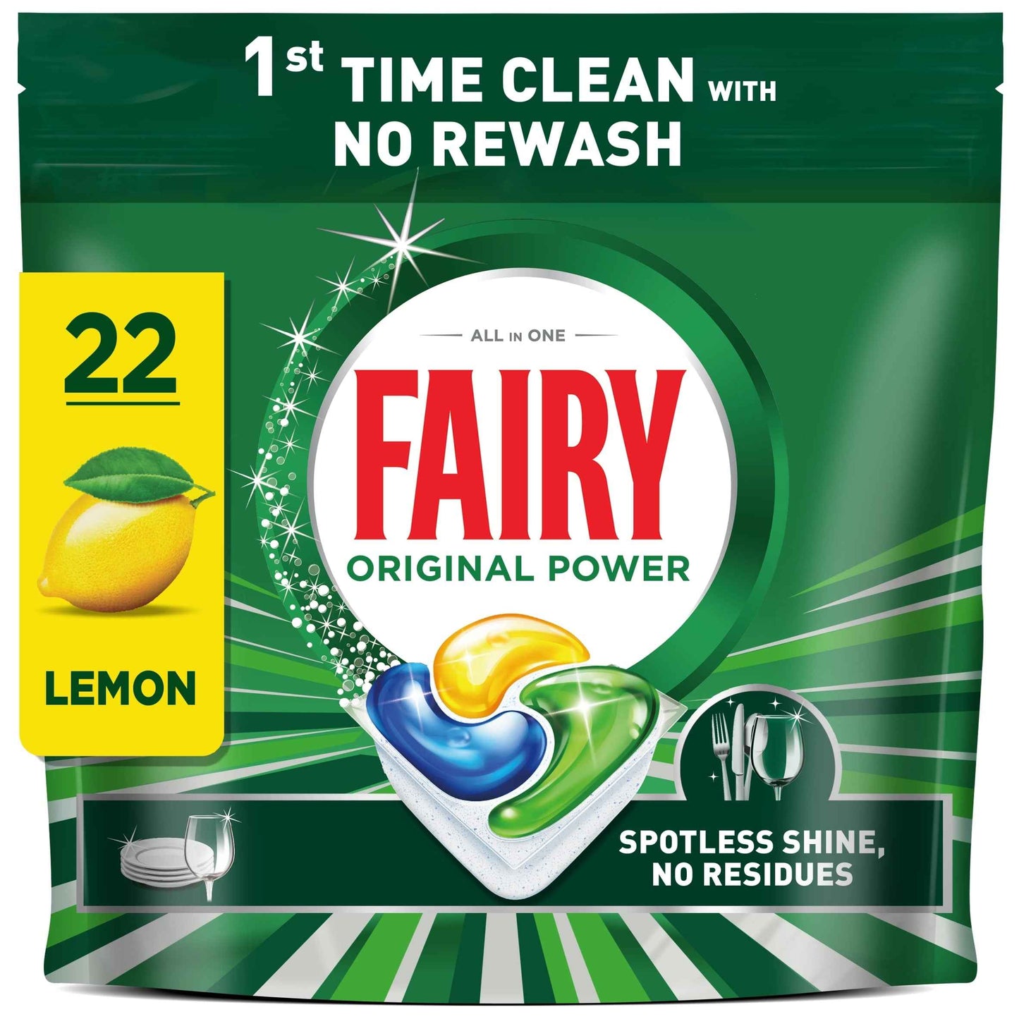 FAIRY All In One Lemon 22 Dishwasher Tablets 297g