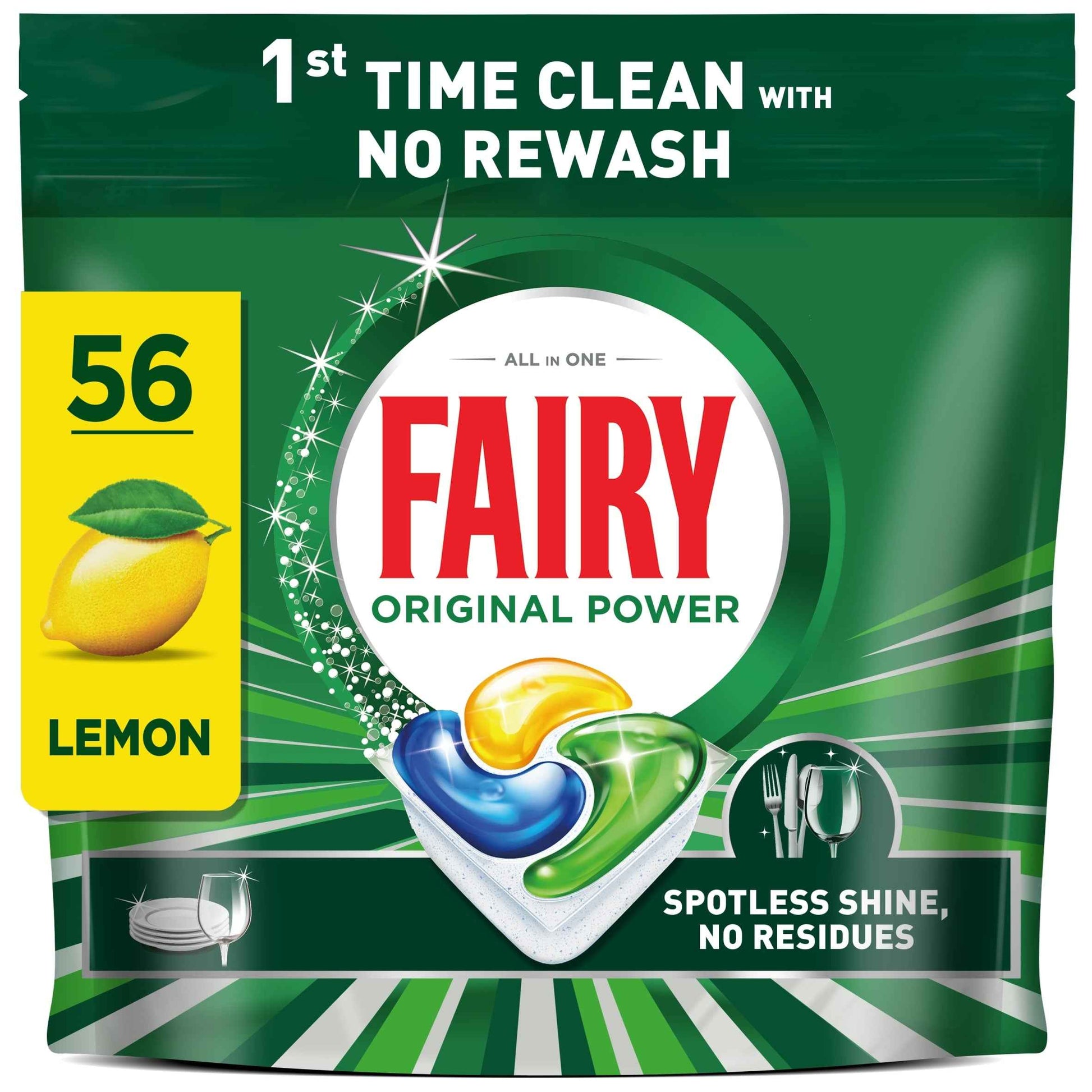 FAIRY All In One Original Dishwasher Lemon 56 Capsules 757g