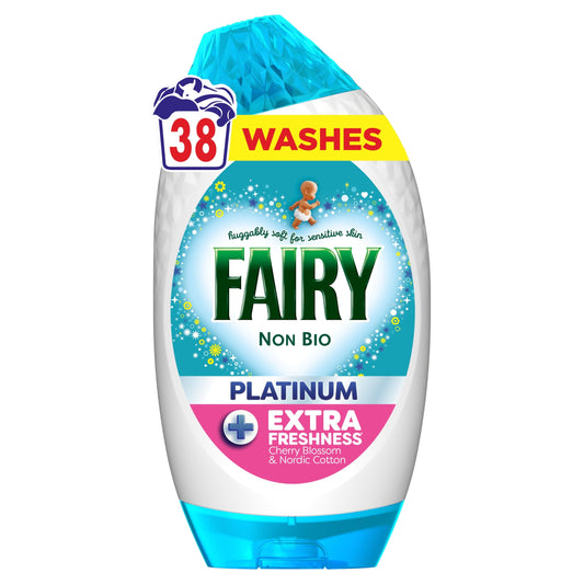 Fairy Non Bio Platinum Washing Liquid Gel Cherry Blossom & Nordic Cotton 38 Washes 1254ml — image 1
