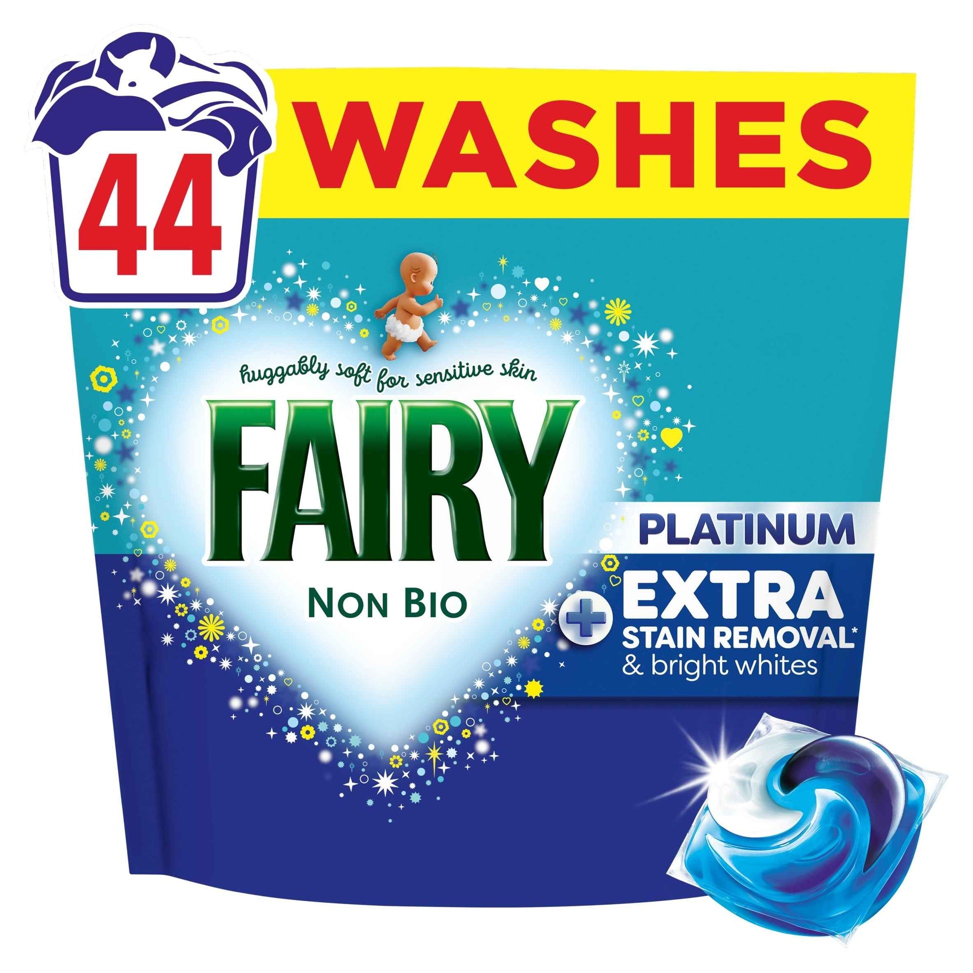 FAIRY Non Bio Platinum Washing Pods Extra Stain Removal 44 Washes