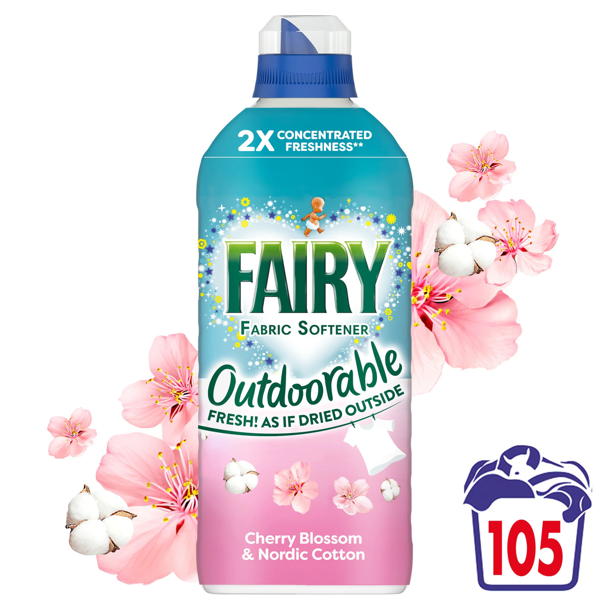 Fairy Outdoorable Fabric Conditioner Cherry Blossom & Nordic Cotton 105 Washes 1.47L — image 1