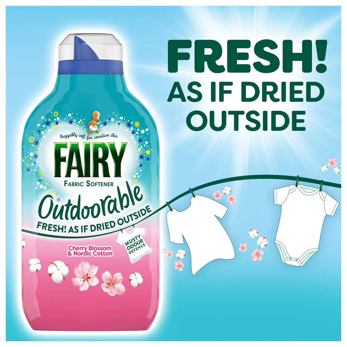 Fairy Outdoorable Fabric Conditioner Cherry Blossom & Nordic Cotton 105 Washes 1.47L — image 3