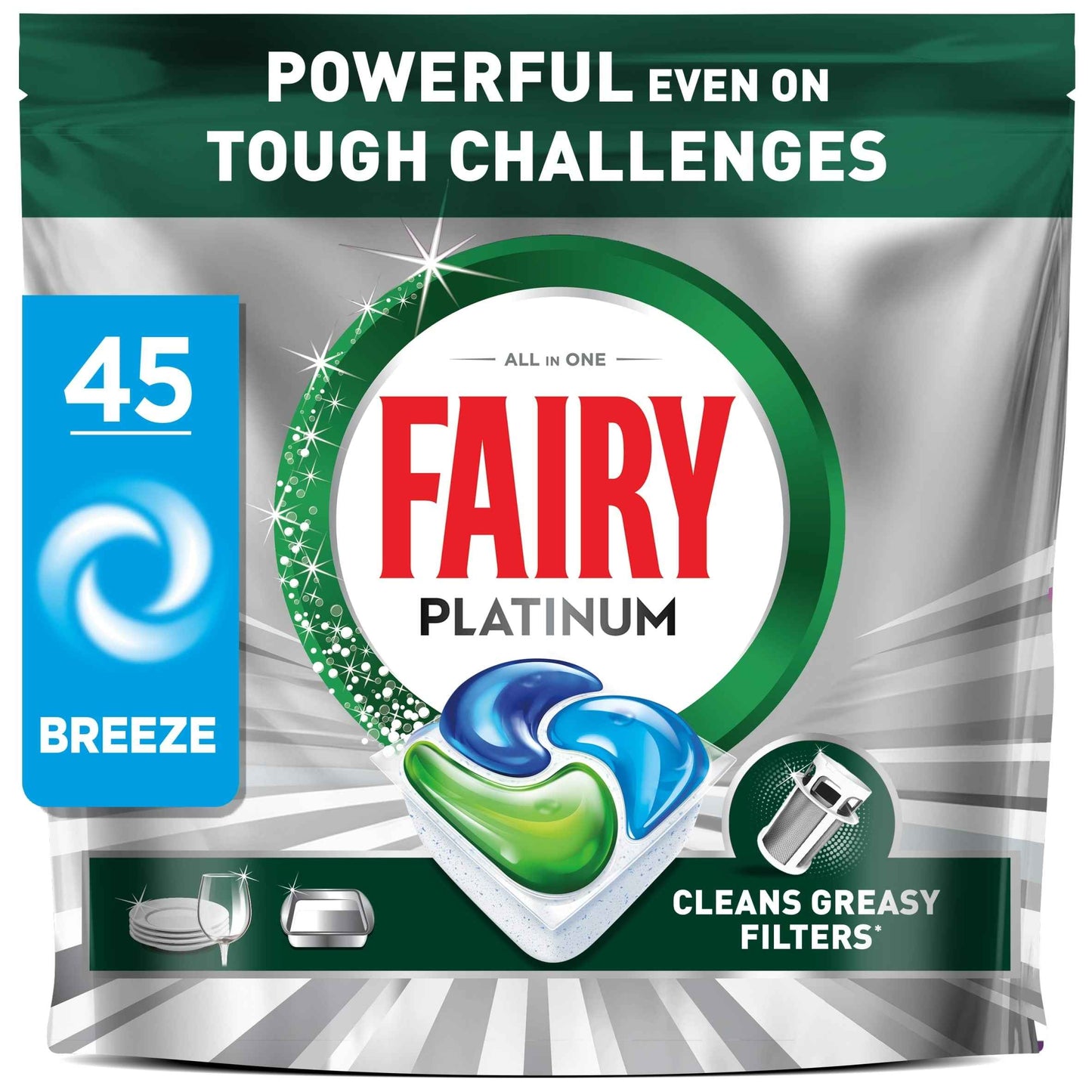 FAIRY Platinum All In One 45 Dishwasher Tablets Breeze 671g