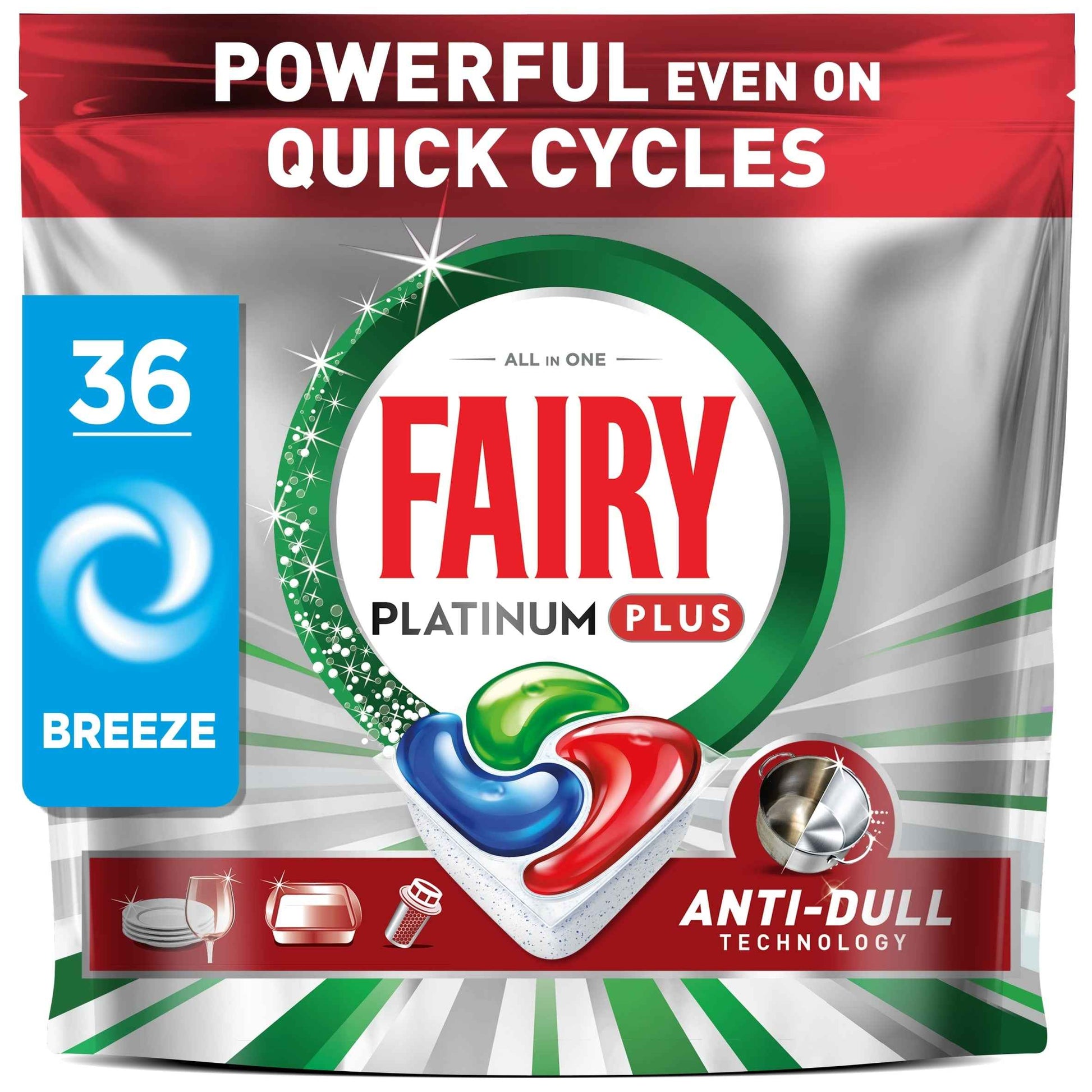 FAIRY Platinum Plus All In One 36 Dishwasher Tablets Breeze 558g