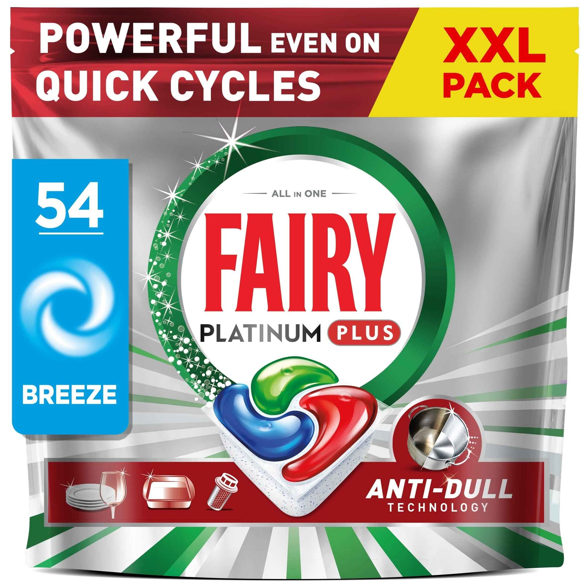FAIRY Platinum Plus All In One 54 Dishwasher Tablets Breeze Xxl Pack