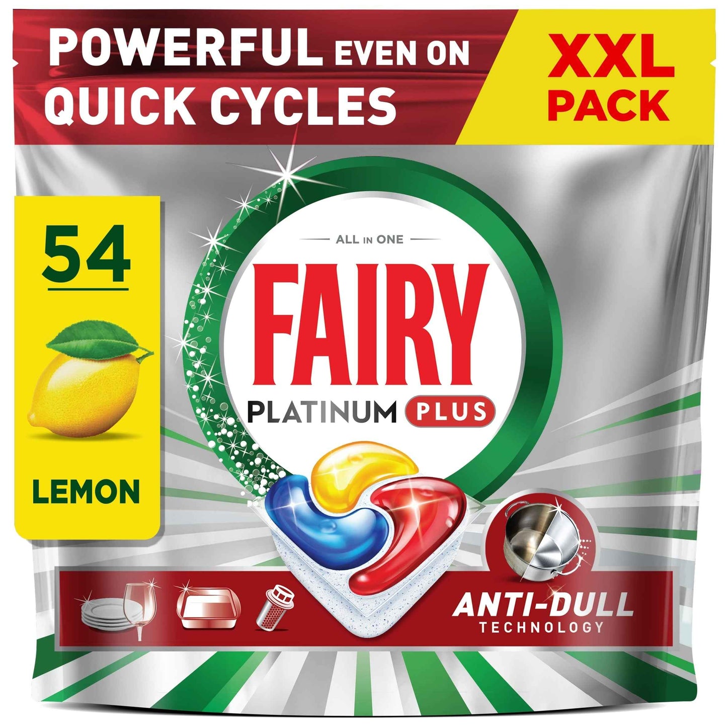 FAIRY Platinum Plus All In One Lemon Xxl Pack 54 Dishwasher Tablets