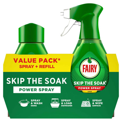 FAIRY Skip The Soak Power Spray And Refill Lemon 2x500ml