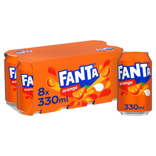 Fanta Orange Soft Drink Cans 8 x 330 mL — image 1