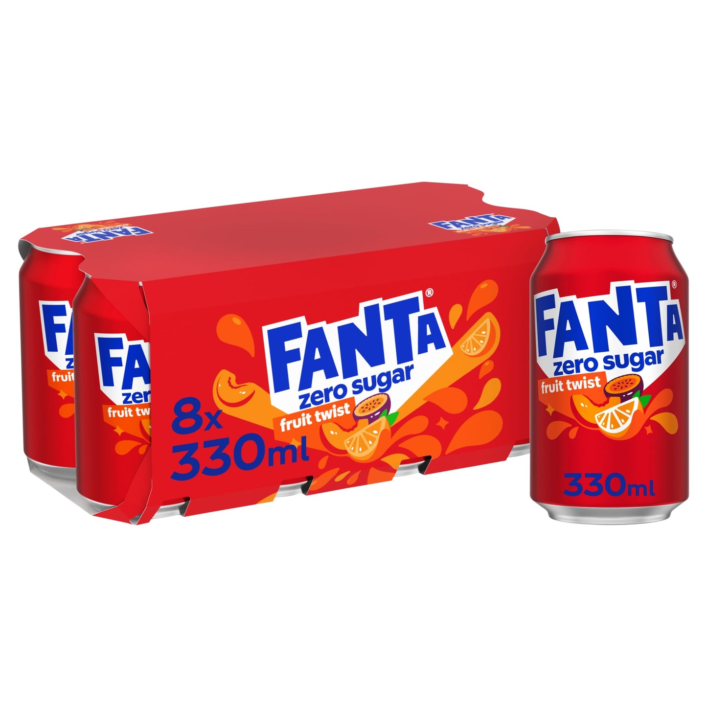 Fanta Zero Fruit Twist Soft Drink Cans 8 x 330 mL — image 1