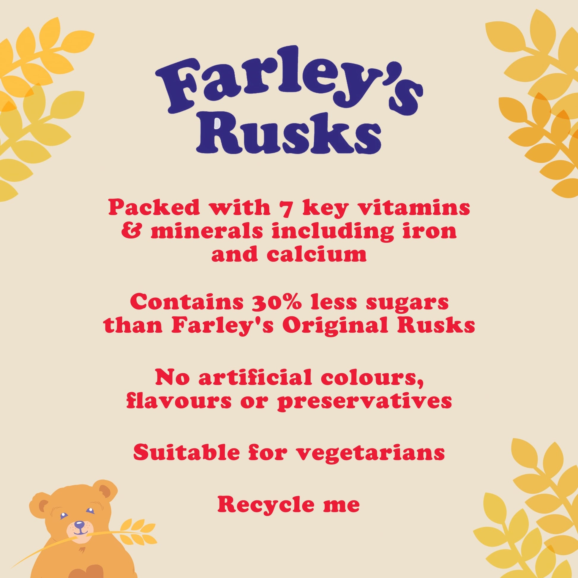 Farleys Rusks Reduced Sugar Baby Food Snack 300g — image 2