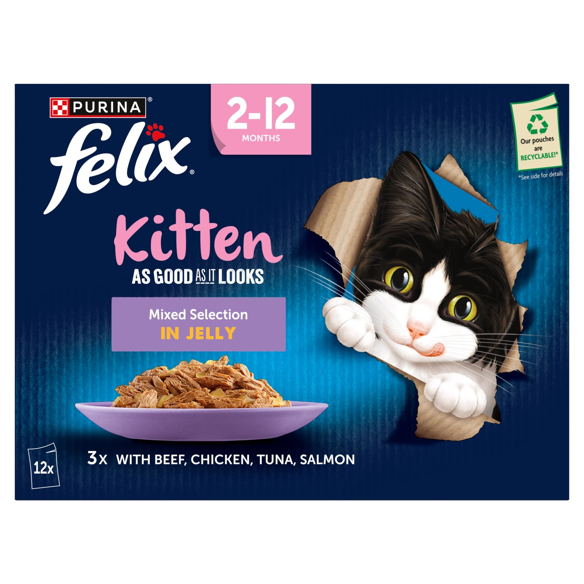Felix As Good As it Looks Kitten Mixed in Jelly Wet Cat Food 12x85g — image 2