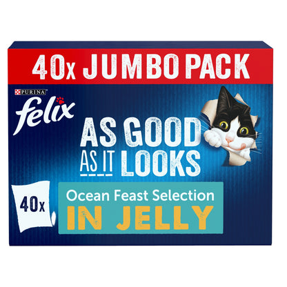 FELIX As Good As it Looks Ocean Feasts in Jelly Wet Cat Food 40x85g — image 1