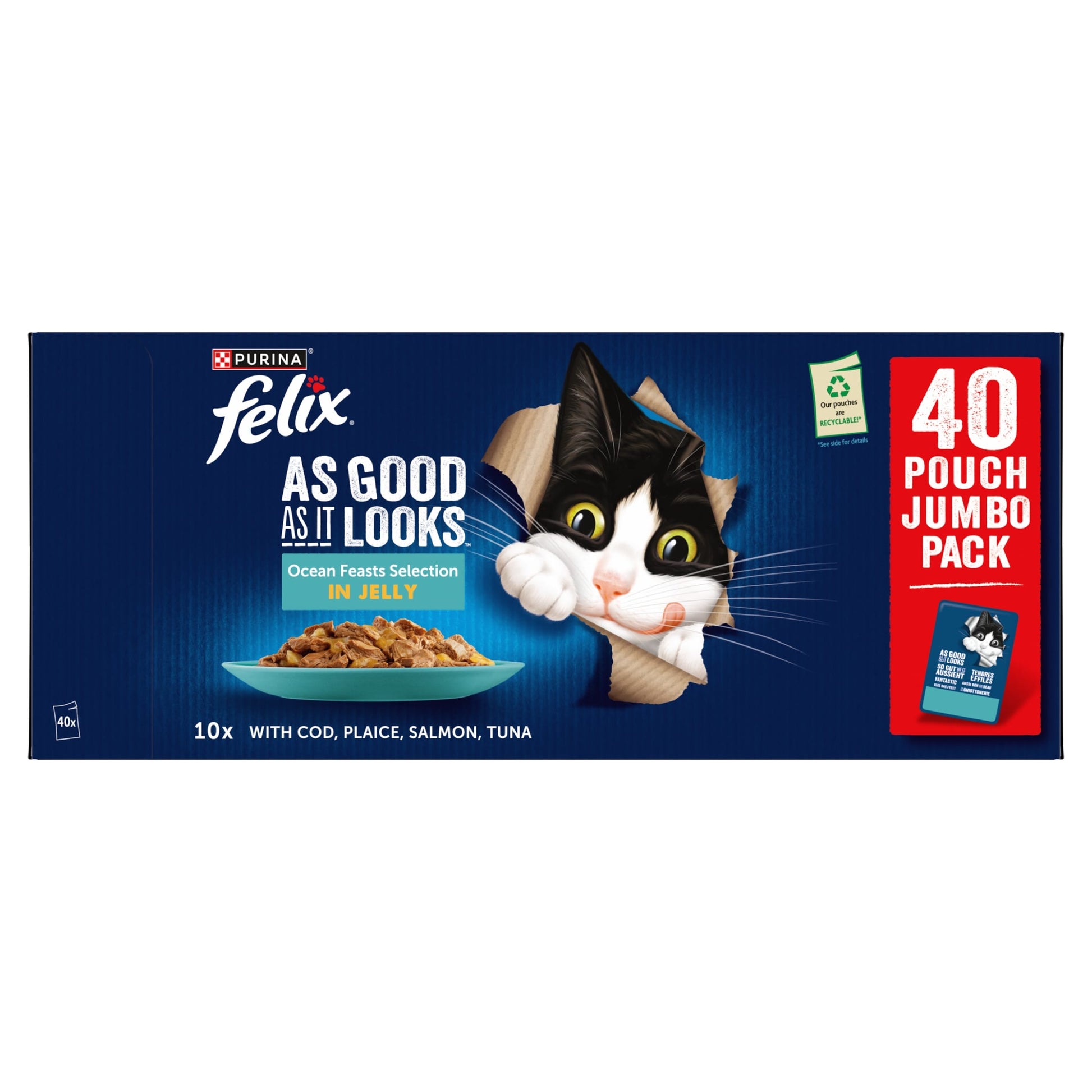 FELIX As Good As it Looks Ocean Feasts in Jelly Wet Cat Food 40x85g — image 2