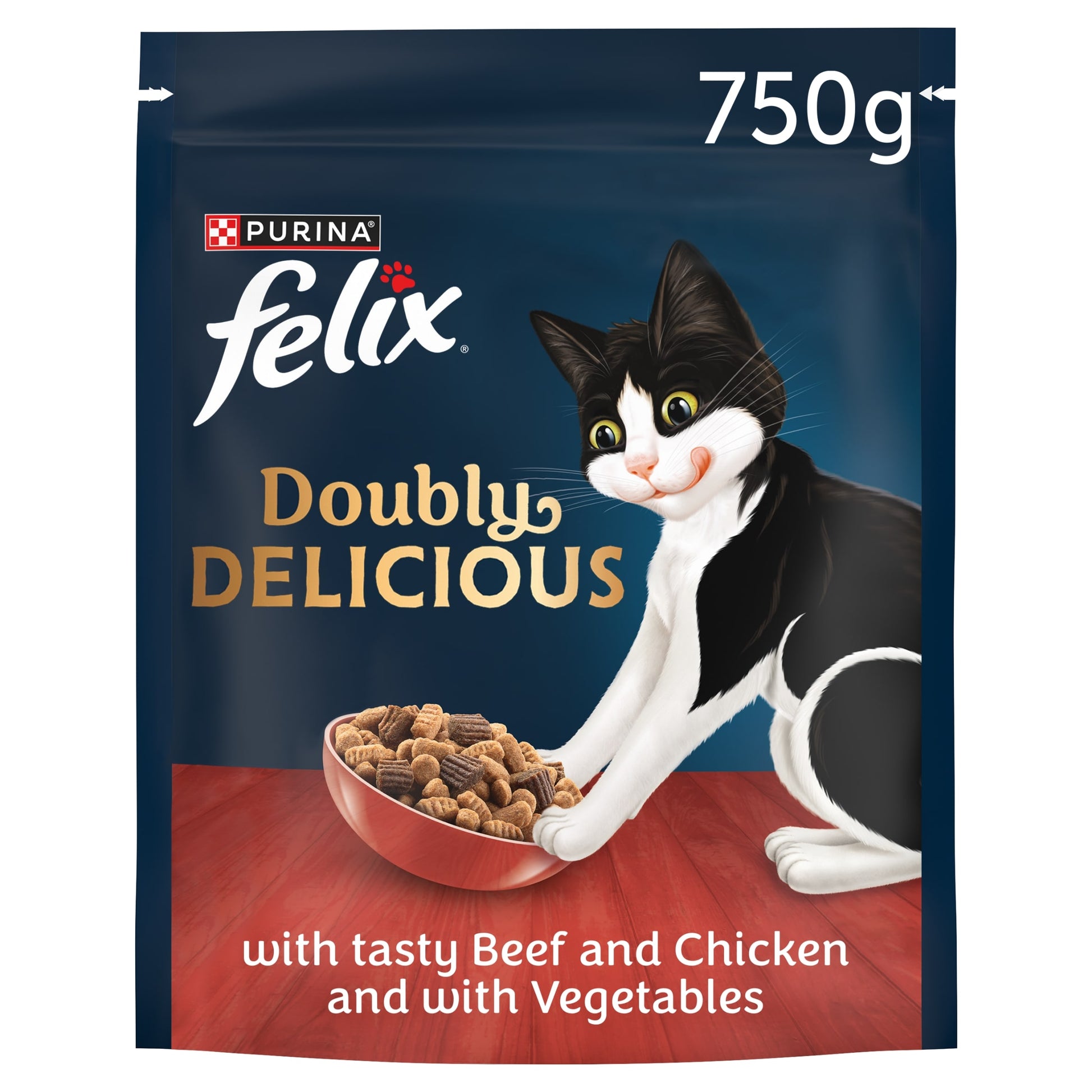 FELIX Doubly Delicious Beef, Chicken & Veg Dry Cat Food 750g — image 1