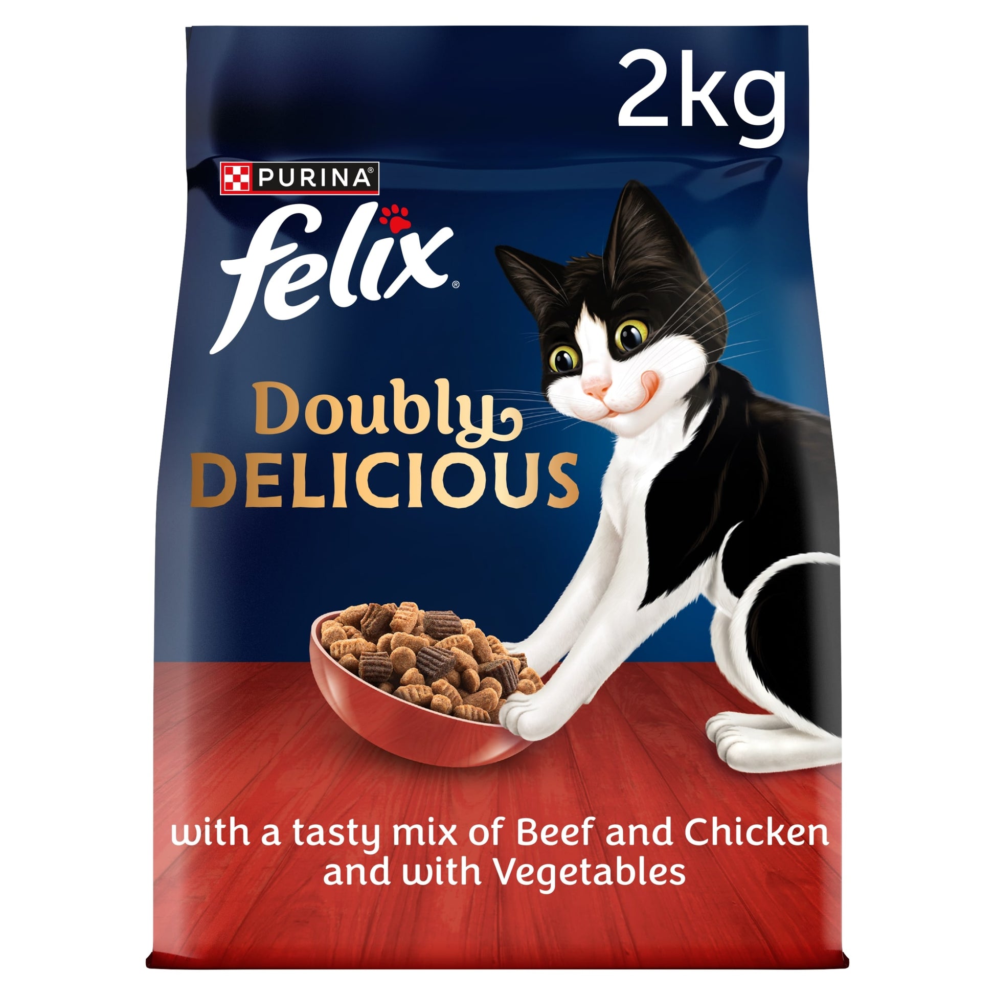 FELIX Doubly Delicious Beef Chicken & Vegetables Dry Cat Food 2kg — image 1