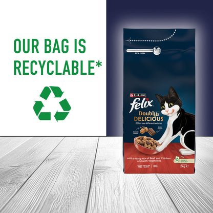 FELIX Doubly Delicious Beef Chicken & Vegetables Dry Cat Food 2kg — image 4